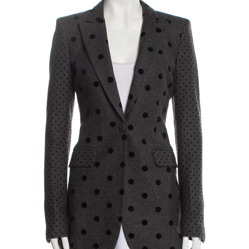 Zendaya x Tommy Hilfiger Gray and Black Polka Dot Blazer - Size 2